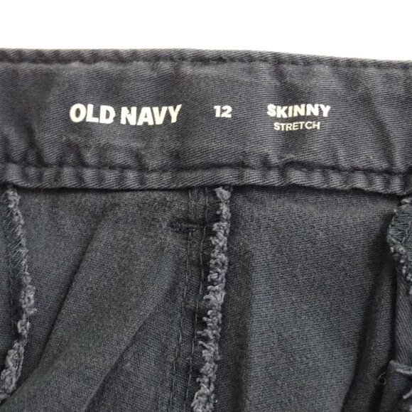Old Navy Skinny Stretch Uniform Chino Pants Women Size 12 Blue Adjustable Waist - Picture 6 of 12